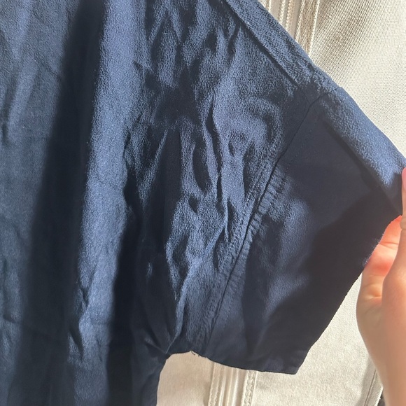 Madewell Navy Blue Novel Shift V Neck Dress‎ Viscose Everyday  Simple Core L - Picture 4 of 6